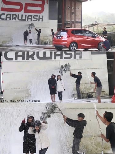 Inspirasi ide foto seperti di salju, ternyata di tempat cucian mobil, beredar viral di media sosial.