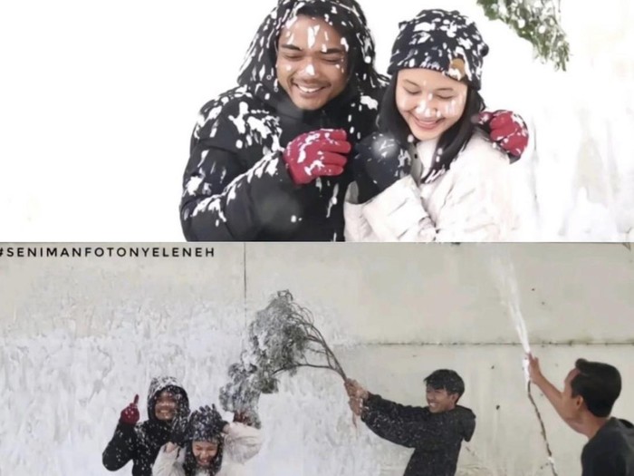 Inspirasi ide foto seperti di salju, ternyata di tempat cucian mobil, beredar viral di media sosial.