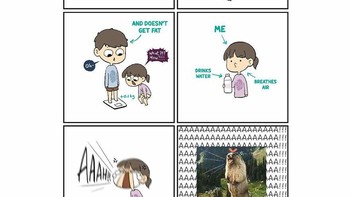 Sering terjadi ya. Dia yang makan banyak gak nambah-nambah berat badannya, giliran yang perempuan makan dikit... Ah sudahlah. Foto: (Dok. Bored Panda).