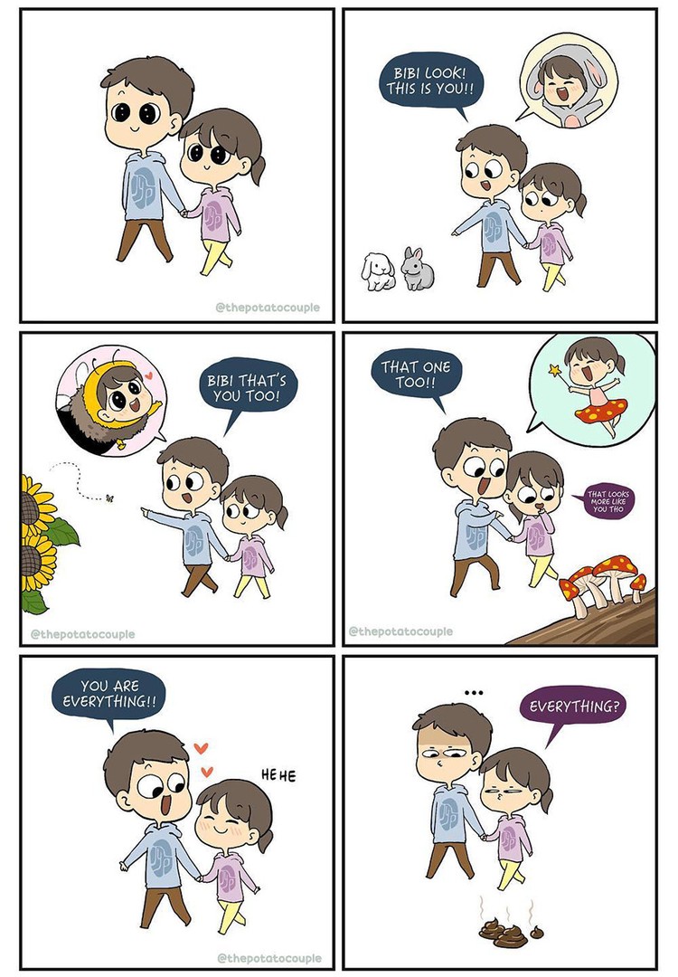 Sebuah komik online bertajuk The Potato Couple, menunjukkan betapa unyu kehidupan pasagan suami-istri. Bikin jomblo gigit jari.
