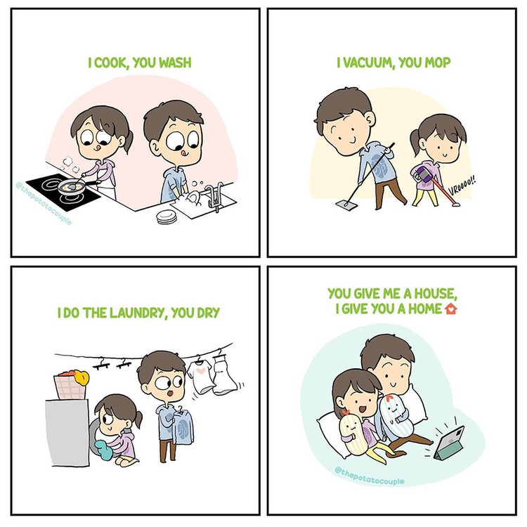 Sebuah komik online bertajuk The Potato Couple, menunjukkan betapa unyu kehidupan pasagan suami-istri. Bikin jomblo gigit jari.