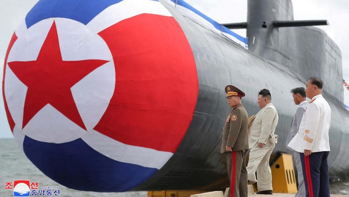 North Korean leader Kim Jong Un attends what state media report was a launching ceremony for a new tactical nuclear attack submarine in North Korea, in this picture released by North Koreas Korean Central News Agency (KCNA) on September 8, 2023.   KCNA via REUTERS    ATTENTION EDITORS - THIS IMAGE WAS PROVIDED BY A THIRD PARTY. REUTERS IS UNABLE TO INDEPENDENTLY VERIFY THIS IMAGE. NO THIRD PARTY SALES. SOUTH KOREA OUT. NO COMMERCIAL OR EDITORIAL SALES IN SOUTH KOREA.     TPX IMAGES OF THE DAY