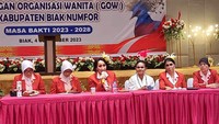 Ketua Umum Kowani Giwo Rubianto Wiyogo menghadiri pengukuhan pengurus Gabungan Organisasi Wanita (GOW) Biak Numfor masa bakti 2023-2028 di Papua, Jumat (8/9). 