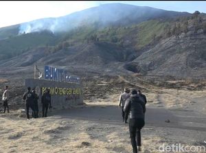 Kebakaran Bukit Teletubbies Bromo Mulai Mereda, Hanya Tersisa 1 Titik Api