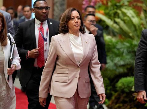 U.S. Vice President Kamala Harris leaves after attending the East Asia Summit at the Association of Southeast Asian Nations (ASEAN) Summit in Jakarta, Indonesia, Thursday, Sept. 7, 2023. Achmad Ibrahim/Pool via REUTERS Acquire Licensing Rights