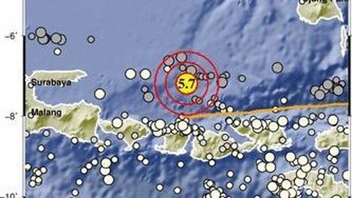 Gempa bumi M 5,7 terjadi di Laut Bali.