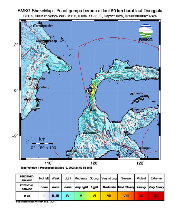 Analisis BMKG Gempa M 6,3 Donggala 9 September 2023