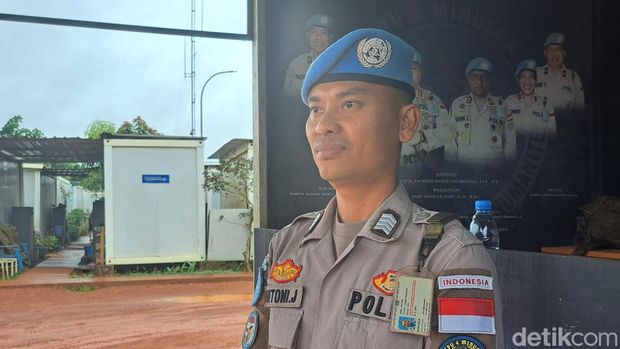 Bripka Antoni Jaya, personel FPU 4 Indonesia di misi perdamaian PBB di Bangui, Afrika Tengah