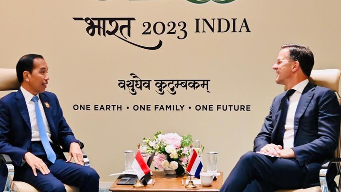 Jokowi bertemu PM Belanda Mark Rutte di sela KTT G20 India.
