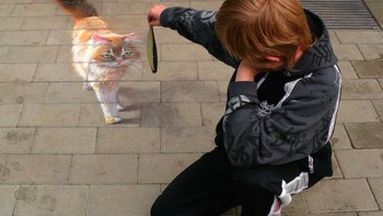 Kucing ini ternyata gambar 3D belaka. Foto: mymodernmet