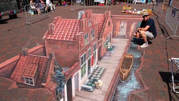 Ini adalah karya seniman Leon Kerr di jalanan Belanda. Sungguh niat sehingga hasilnya pun menakjubkan. Foto: mymodernmet