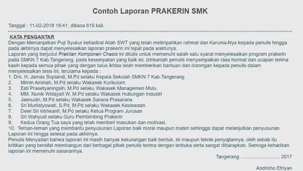 Contoh laporan PKL.