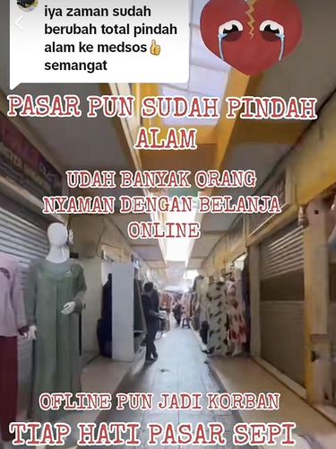 Curhat salah satu pedagang Tanah Abang mengatakan sepi pembeli Curhat salah satu pedagang Tanah Abang yang mengatakan sepi pembeli, viral di media sosial.