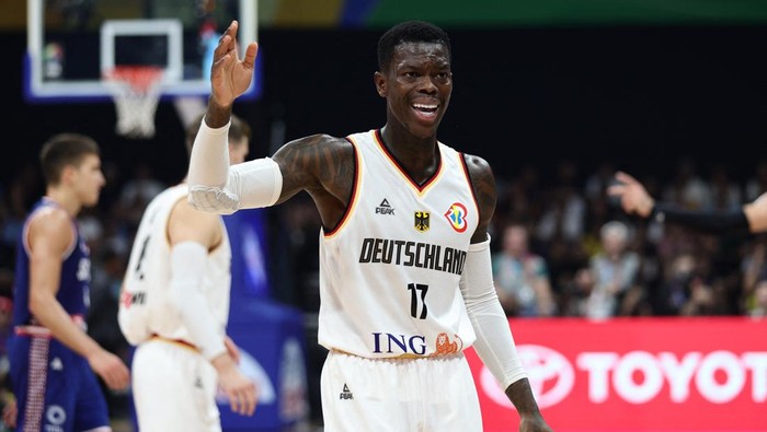 Basketball - FIBA World Cup 2023 - Final - Germany v Serbia - Mall of Asia Arena, Manila, Philippines - September 10, 2023 Germany's Dennis Schroder reacts REUTERS/Eloisa Lopez