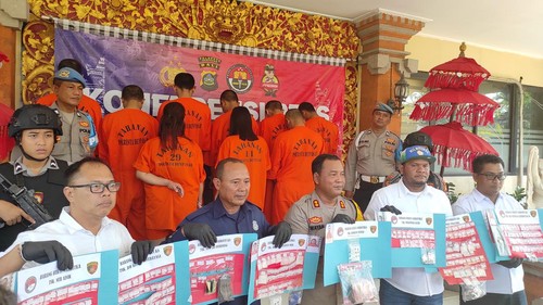 Konferensi pers perkara narkoba Polresta Denpasar.