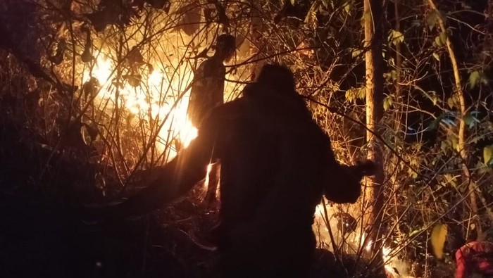 Lahan hutan di Gunung Jabalakat Desa Paseban, Kecamatan Bayat, Klaten terbakar.