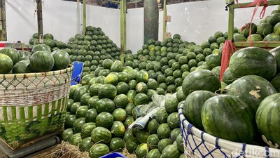 Suasana Los Buah di Pasar Induk Kramat Jati yang Menyegarkan