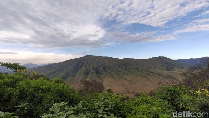 Penampakan Bukit Jemplang Bromo sebelum dan sesudah terbakar