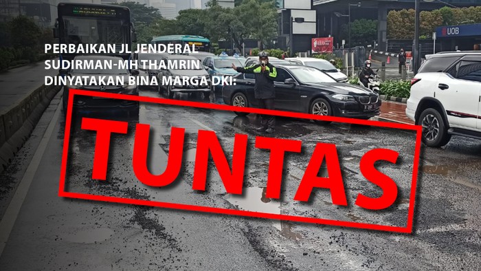 Perbaikan Jl Jenderal Sudirman-MH Thamrin dinyatakan Bina Marga DKI tuntas. (Repro: Mindra Purnomo/detikcom)