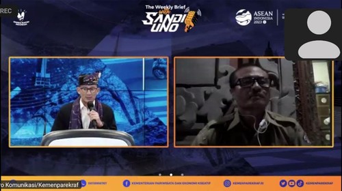 Screenshot dari acara The Weekly Briefing with Sandi Uno yang digelar secara online pada Senin (11/9/2023) malam.