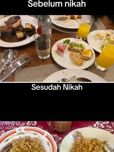 Curhatan seorang istri ini mendadak viral di TikTok, pasalnya dia memperlihatkan jajanan atau hidangan yang biasanya ia santap sebelum dan sesudah menikah.