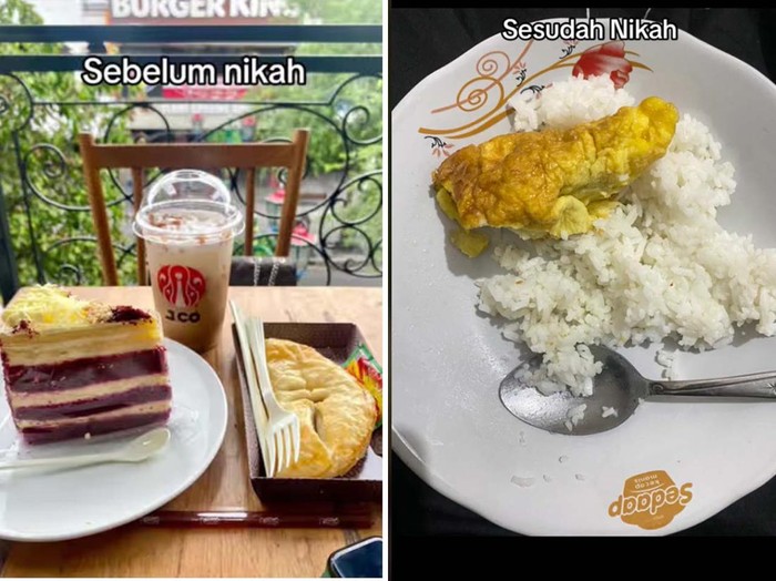 Curhatan seorang istri ini mendadak viral di TikTok, pasalnya dia memperlihatkan jajanan atau hidangan yang biasanya ia santap sebelum dan sesudah menikah.