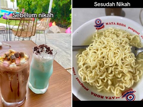 Curhatan seorang istri ini mendadak viral di TikTok Curhatan seorang istri ini mendadak viral di TikTok, pasalnya dia memperlihatkan jajanan atau hidangan yang biasanya ia santap sebelum dan sesudah menikah.