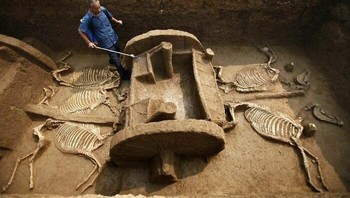 Untuk Melindunginya Dari Kekeringan, Seorang Pekerja Menyemprotkan Air Ke Kereta Berusia Ribuan Tahun Yang Baru-baru Ini Digali Di Kota Luoyang Di Tiongkok Tengah Foto: Boredpanda