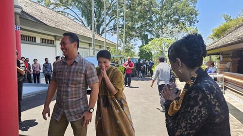 Jenderal (Purn) Andika Perkasa saat berkunjung ke Istana Tampaksiring Gianyar, Bali, Selasa (12/9/2023). (Putu Krista/detikBali)