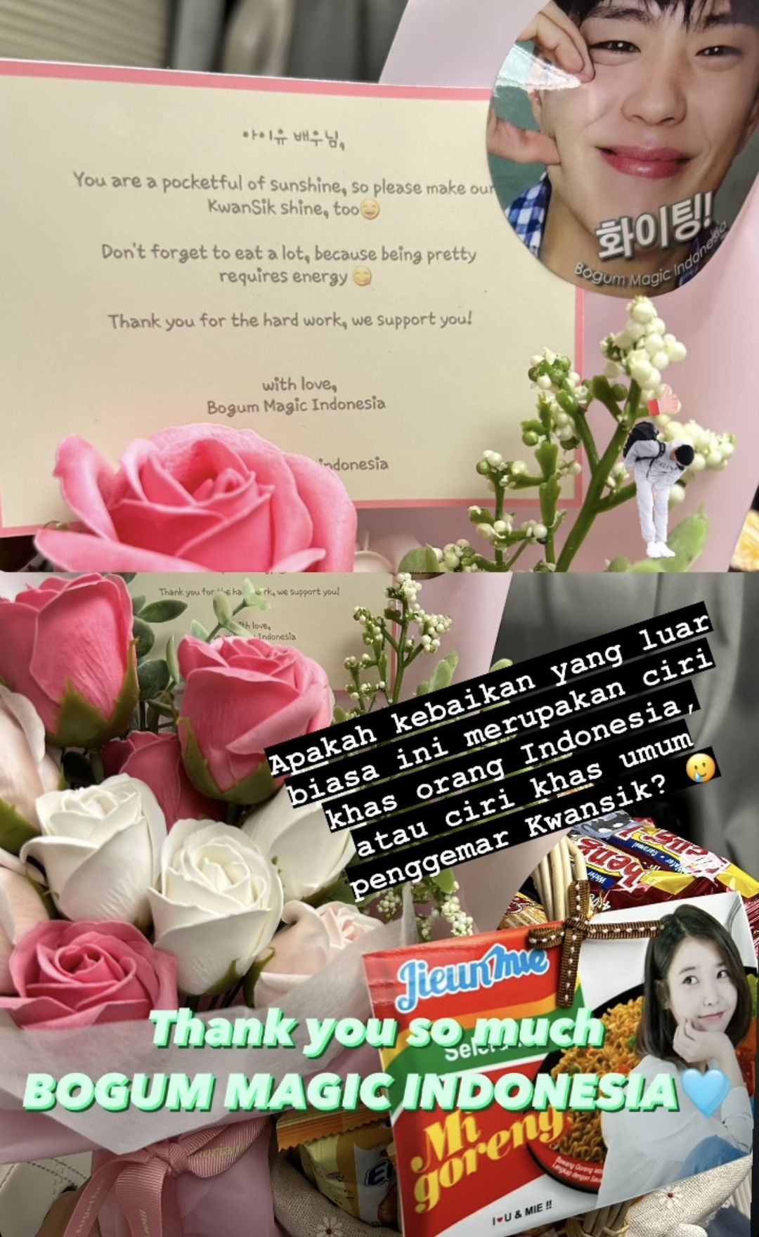 Park Bo Gum Pamer Tumpeng Kiriman Fans Indonesia, IU Girang Kebagian