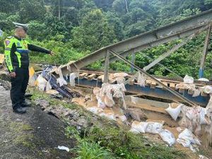 Truk Pakan Ayam Masuk Jurang karena Rem Blong di Sumbar, 2 Orang Luka Serius