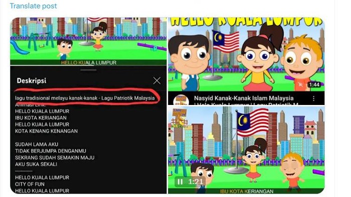 Tangkapan layar threads lagu Helo Kuala Lumpur yang diduga jiplak lagu Halo-halo Bandung.