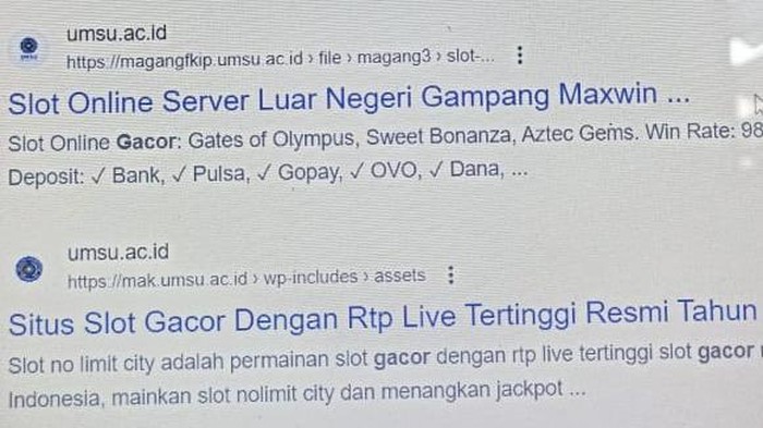 Tangkapan layar website UMSU yang diduga diretas