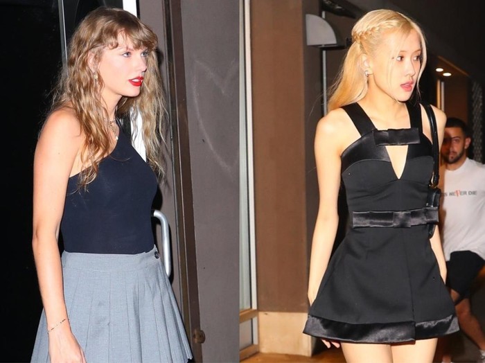 Taylor Swift dan Rose BLACKPINK keluar dari studio rekaman, Electric Lady Studios di New York