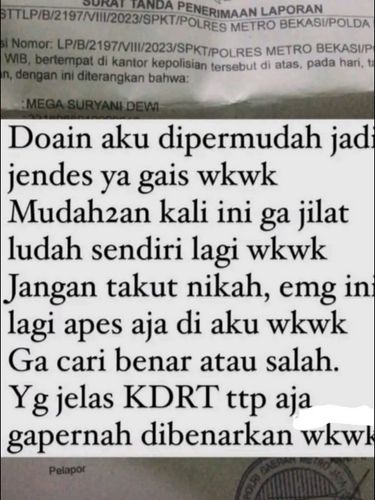 Unggahan Mega Suryani Dewi, curhat melalui Instagram Story dan diunggah ulang oleh akun TikTok @1212eca. Unggahan Mega Suryani Dewi, curhat melalui Instagram Story dan diunggah ulang oleh akun TikTok @1212eca.