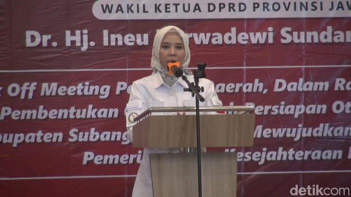 Wakil Ketua DPRD Jabar Ineu Purwadewi Sundari saat melakukan hearing dialog di Subang, Jawa Barat, Selasa (12/9/2023).