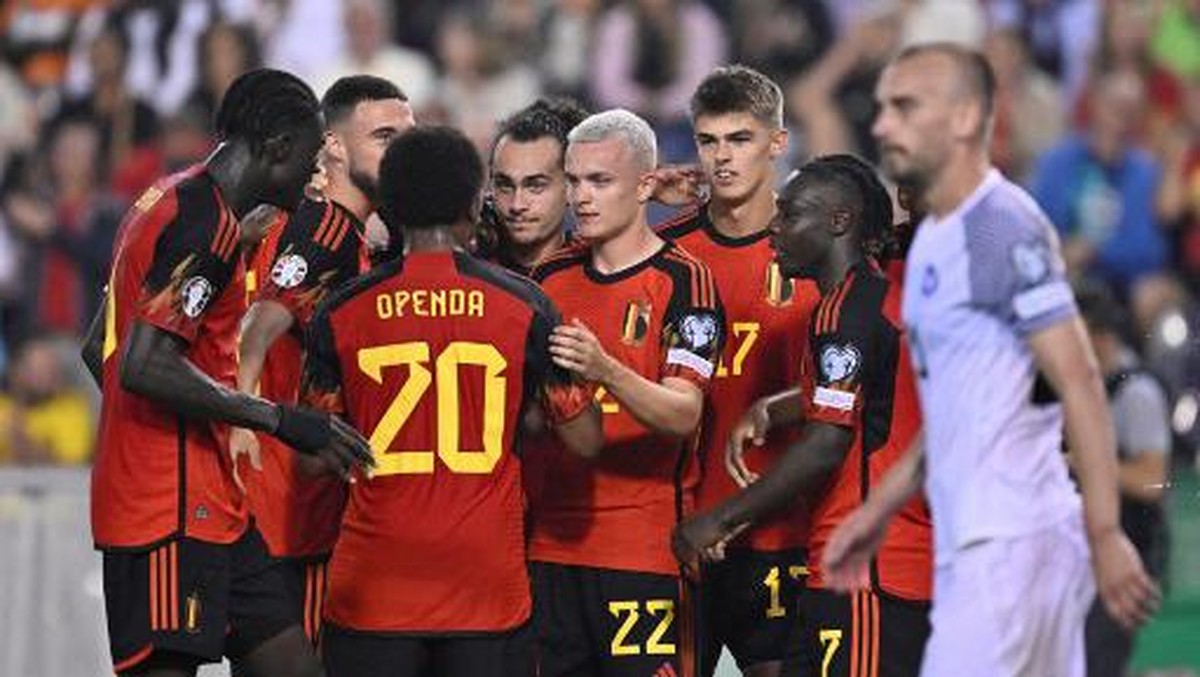 Belgia menang telak 5-0 atas Estonia. Foto: AFP/JOHN THYS