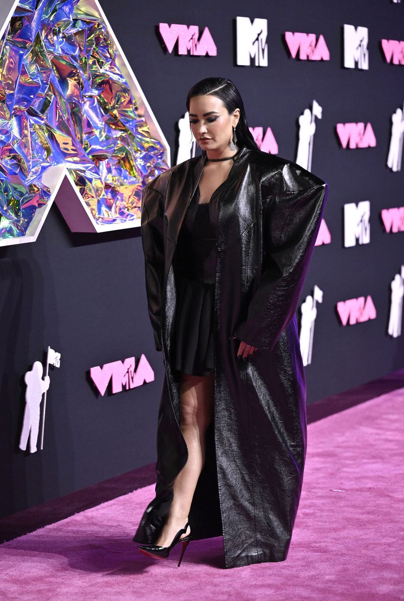 Demi Lovato arrives at the MTV Video Music Awards on Tuesday, Sept. 12, 2023, at the Prudential Center in Newark, N.J. (Photo by Evan Agostini/Invision/AP)