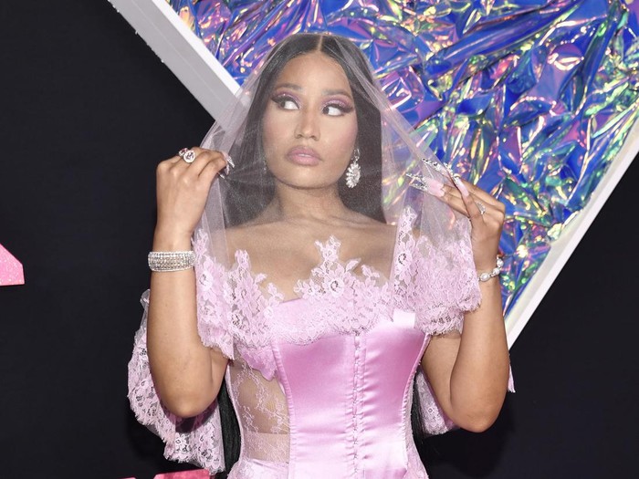 Nicki Minaj arrives at the MTV Video Music Awards on Tuesday, Sept. 12, 2023, at the Prudential Center in Newark, N.J. (Photo by Evan Agostini/Invision/AP)