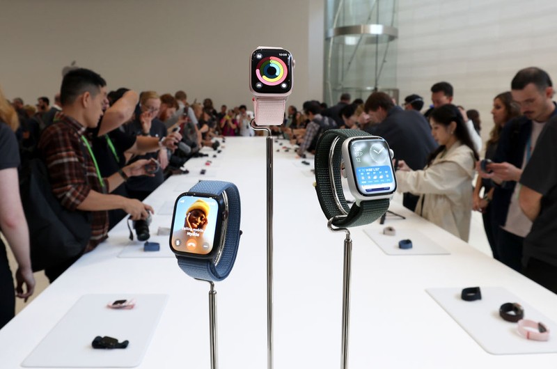 CUPERTINO, CALIFORNIA - SEPTEMBER 12: The new iPhone 15 Pro is displayed during an Apple event at the Steve Jobs Theater at Apple Park on September 12, 2023 in Cupertino, California. Apple revealed its lineup of the latest iPhone 15 versions as well as other product upgrades during the event. (Photo by Justin Sullivan/Getty Images)