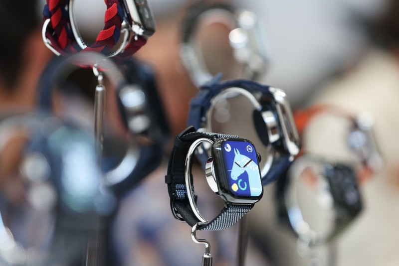 CUPERTINO, CALIFORNIA - SEPTEMBER 12: The new iPhone 15 Pro is displayed during an Apple event at the Steve Jobs Theater at Apple Park on September 12, 2023 in Cupertino, California. Apple revealed its lineup of the latest iPhone 15 versions as well as other product upgrades during the event. (Photo by Justin Sullivan/Getty Images)