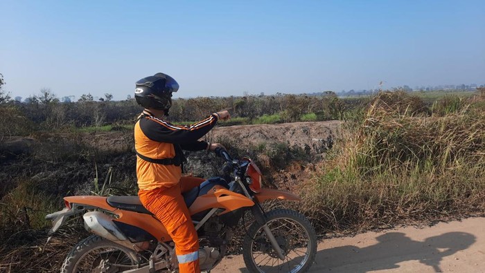 Lokasi kebakaran di samping Tol Palindra berhasil dipadamkan petugas.