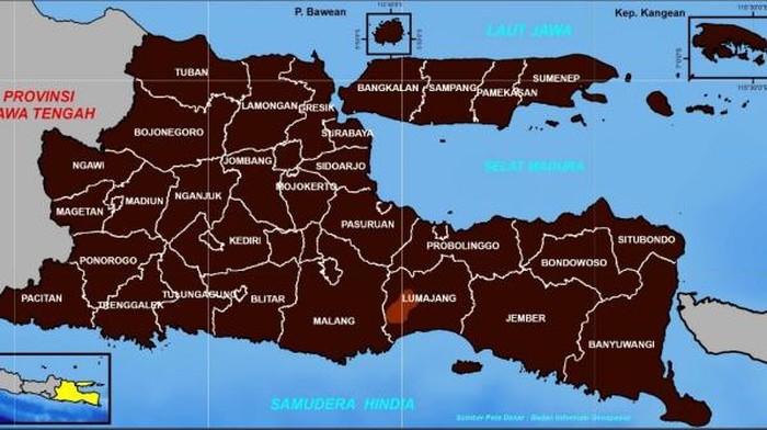Peta curah hujan di Jawa Timur selama September 2023.