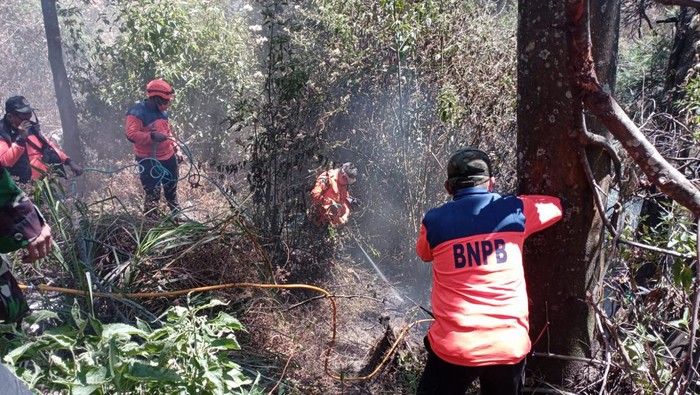 Petugas masih mencoba memadamkan api kebakaran Gunung Bromo