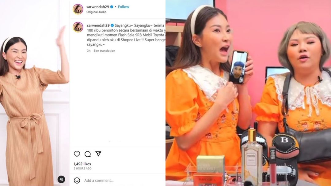 Sarwendah saat sesi Shopee Live