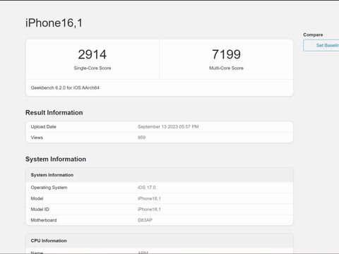 Hasil benchmark iPhone 15 Pro