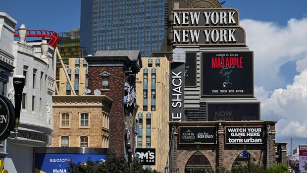 An exterior view of Park MGM hotel and casino, after MGM Resorts shut down some computer systems due to a cyber attack in Las Vegas, Nevada, U.S., September 13, 2023. (REUTERS/Bridget Bennett)