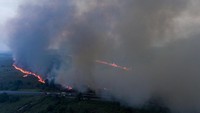 Derasnya angin di lokasi kebakaran lahan tersebut membuat petugas terkait kewalahan untuk memadamkan kebakaran.  