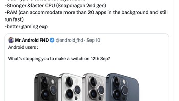 Menurut netizen ini, fitur iPhone 15 sebelas dua belas dengan HP Android papan atas. Foto: Twitter