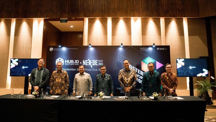 HUB.ID yang dioperasikan oleh Kementerian Komunikasi dan Informatika berkolaborasi dengan MDI Ventures melalui kegiatan HUB.ID Partner Day x Nex-BE Fest di Bali, 13-14 September 2023.